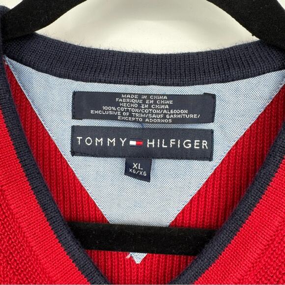 Vintage Tommy Hilfiger Men's Red Sweater Vest XL - Picture 4 of 7